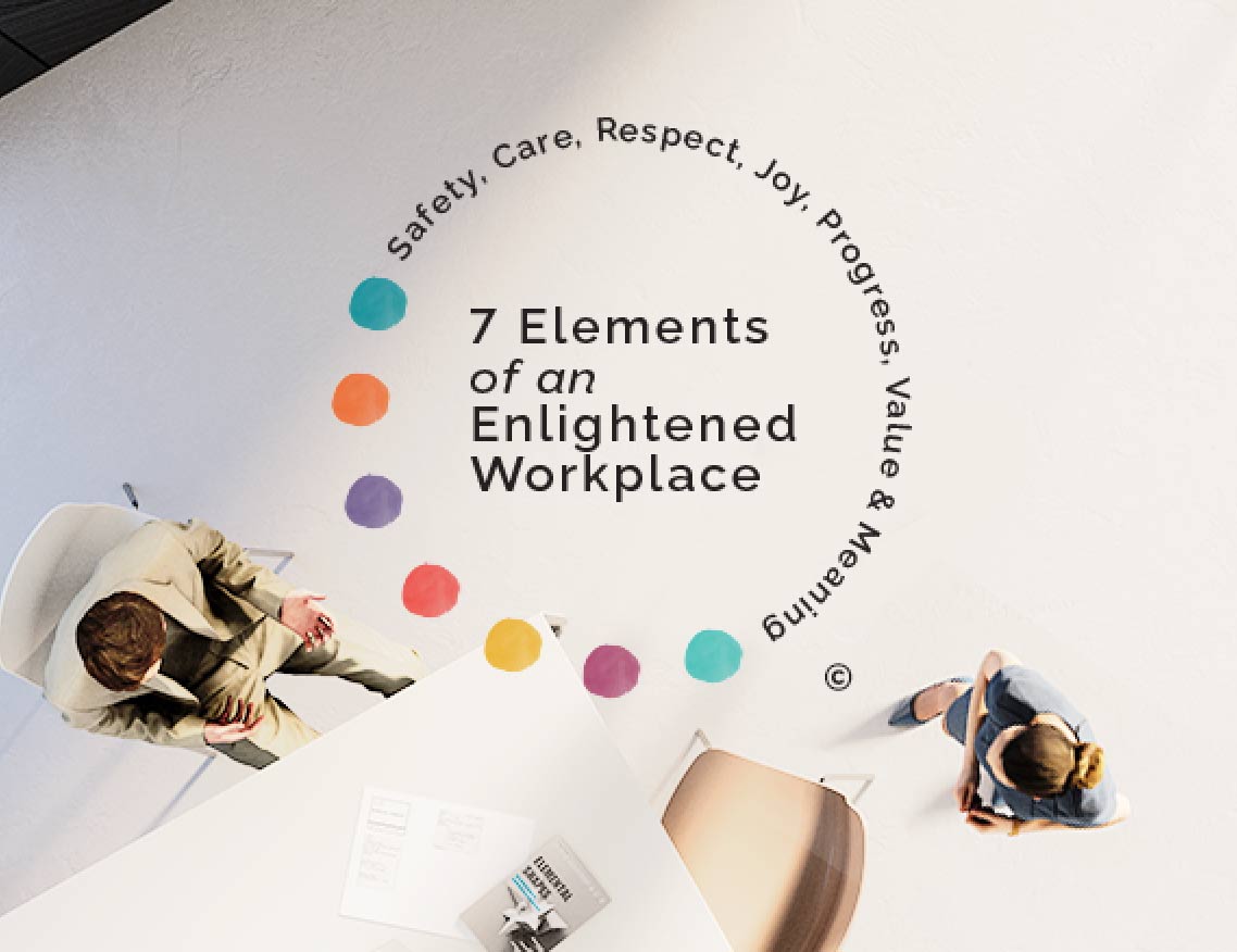7 Elements of an Enlightened Workplace - Safety, Care, Respect, Joy, Progress, Value, & Meaning.