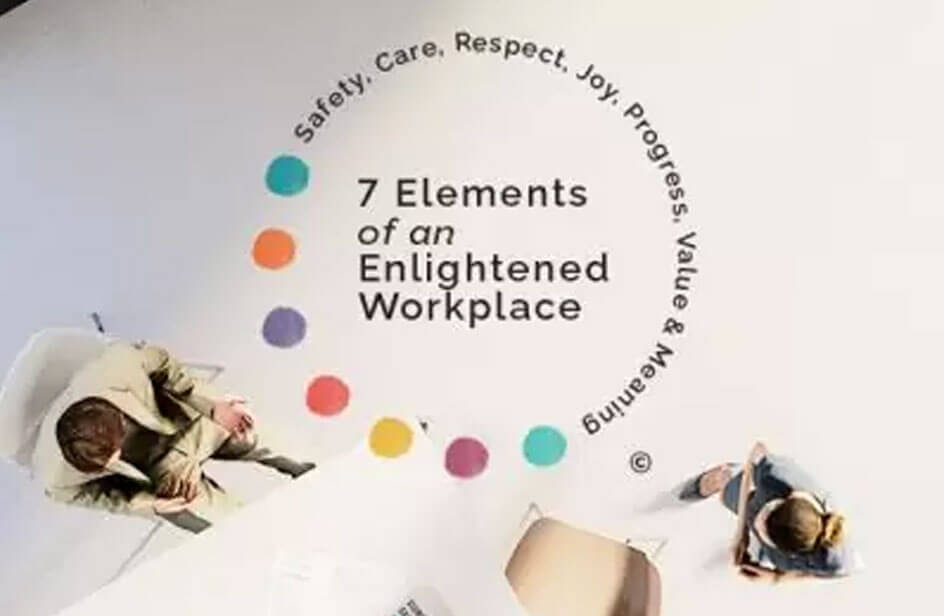 7 Elements of an Enlightened Workplace: Safety. Care. Respect. Joy. Progress. Valuing & Meaning.