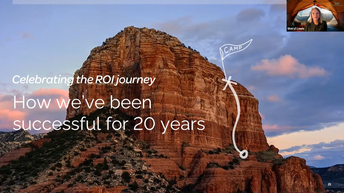 A slide from ROI's 20th virtual company anniversary celebration