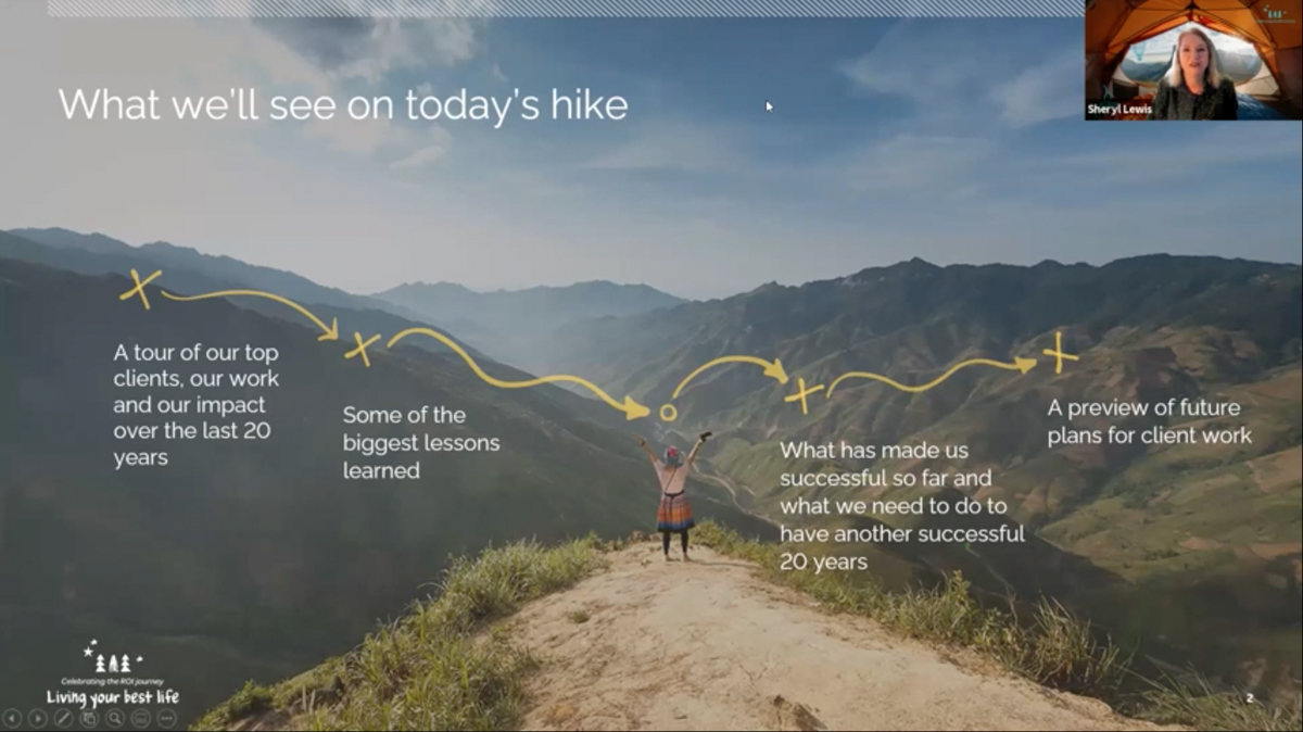 A presentation slide showing a map of a virtual guided hike