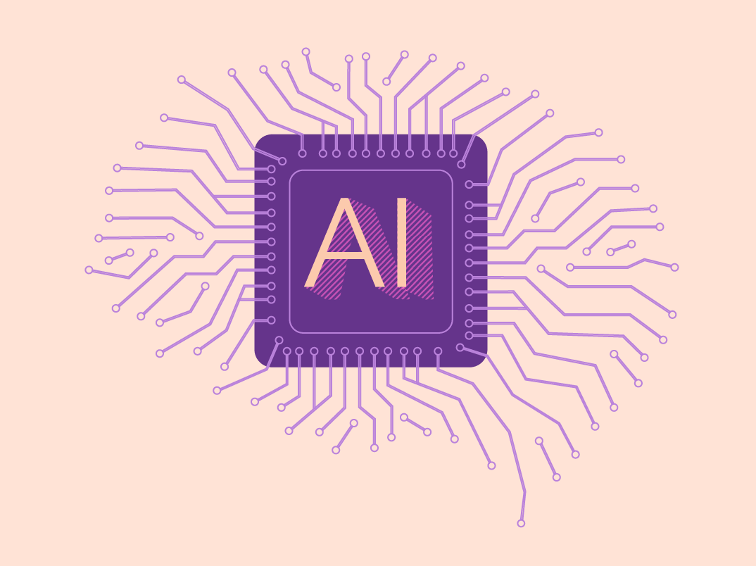 Purple illustration of neural AI network